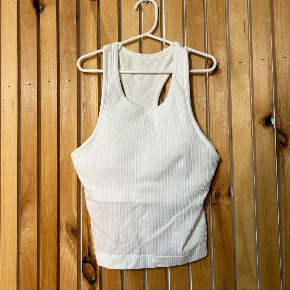 Lululemon Ebb to Street Racerback Crop Top White Size 4 Yoga Workout Gym